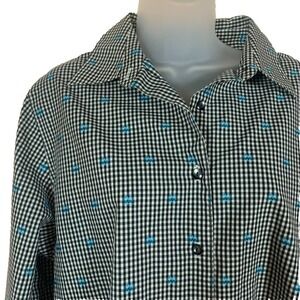 Foxcroft Women Size 14 Button Up Long‎ Sleeve Wrinkle Free Classic Fit Checkered